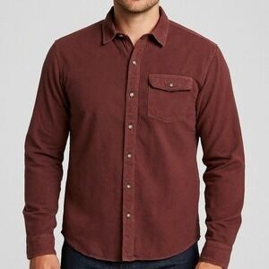 American Giant 100% Cotton Twill Button Up Workshirt Men S Maroon Made in USA